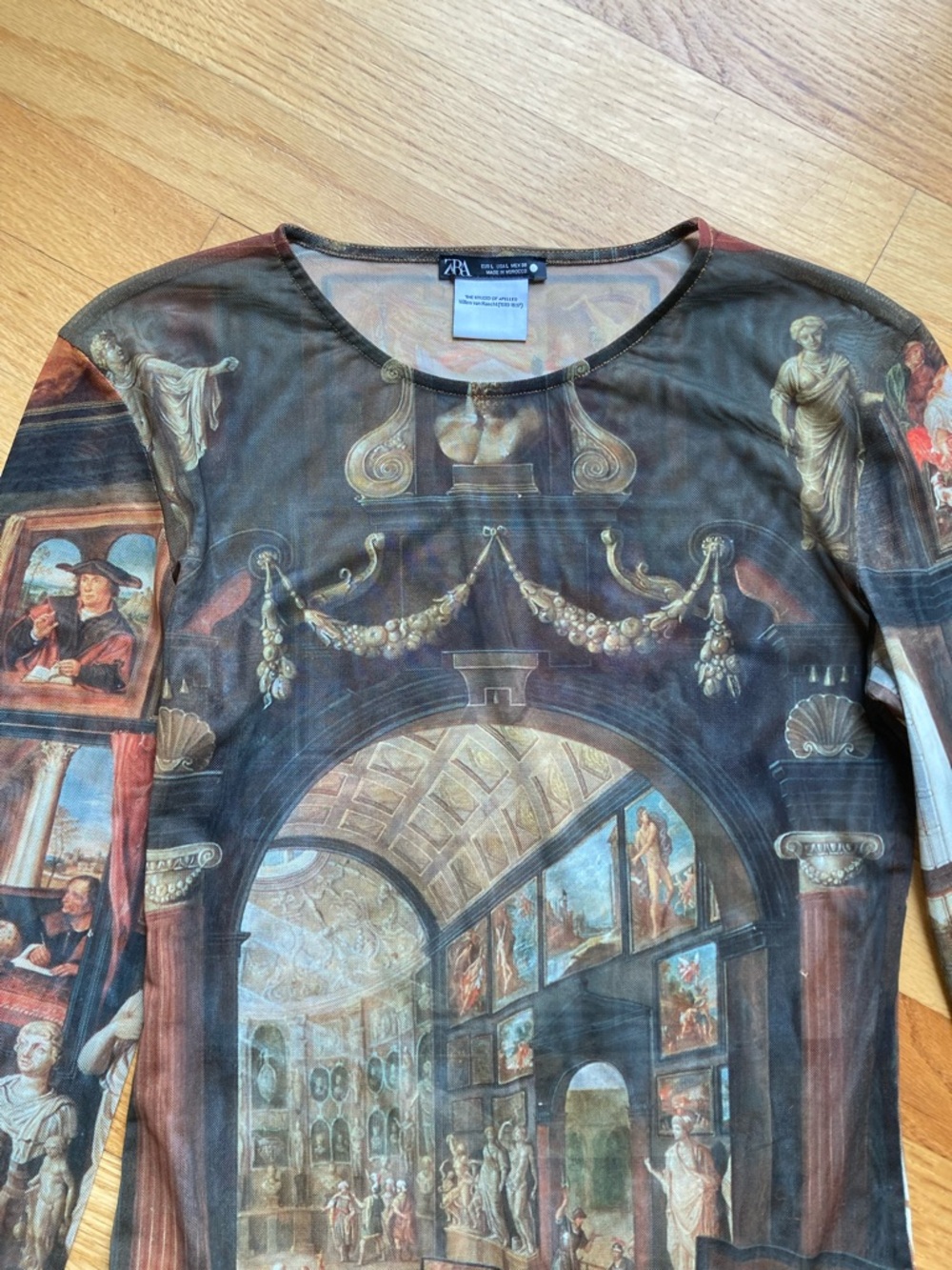 ZARA Renaissance Art Studio of Apelles Sheer Mesh Long Sleeve Bodysuit - Picture 4 of 14